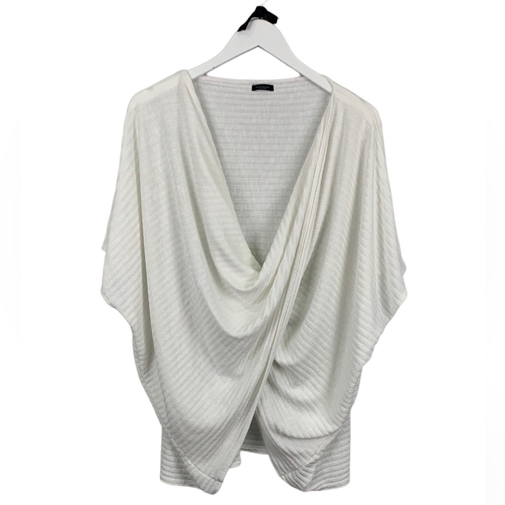 Ann Taylor Criss Cross Slouchy Ribbed Sweater Top Size Large